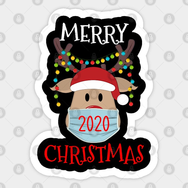 Reindeer With Face Mask Christmas 2020 Sticker by jodesigners